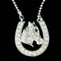 Western Bridal Swarovski Crystal Wild Horseshoe Horse Necklace