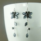 Sexy Black Swarovski Crystal Bridal Wedding Dragonfly Earrings