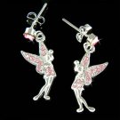Couture Pink Swarovski Crystal Tinkerbell Fairy Pixie Earrings