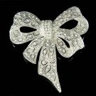 Holiday Swarovski Crystal Filigree Love Knot Ribbon Bow Brooch