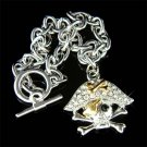 Swarovski Crystal Pirate Skull with Crossbone Toggle Bracelet