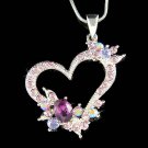 Classy Purple Swarovski Crystal Cut-Out Heart Pendant Necklace