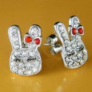Cute Easter Girl Bunny Rabbit Swarovski Crystal Stud Earrings