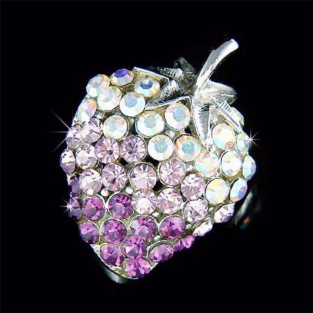 Sparkling Purple Juicy Strawberry Fruit Swarovski Crystal Brooch