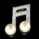 Sixteenth Music note Swarovski Crystal and Pearl Musical Brooch