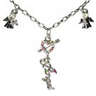 Swarovski Crystal Little Guardian Angel Love Heart Bow Necklace