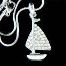 Swarovski Crystal Ocean Sea Vacation Nautical Sailboat Necklace