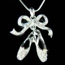 Swarovski Crystal Ballet Dance Ballerina Shoes Pendant Necklace