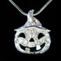 Swarovski Crystal Halloween Jack-o-Latern Pumpkin Charm Necklace