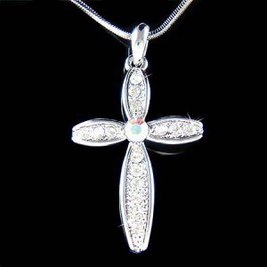 Swarovski Crystal Holy Jesus Christ Cross God Religious Necklace