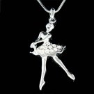 Swarovski Crystal Ballerina Ballet Dance Dancer Pendant Necklace