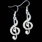 Cute Swarovski Crystal Treble G Clef Music Note Pendant Earrings