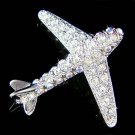 Pilot Aviator Swarovski Crystal Airplane Vacation Travel Brooch