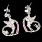 Pink Swarovski Crystal Tinkerbell in Love Heart Fairy Earrings