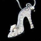 Crystal Cinderella Glass Slippers Hight Heel Shoe Charm Necklace