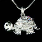 Cute Swarovski Crystal Tortoise Turtle Wildlife Pendant Necklace