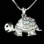 Cute Swarovski Crystal Tortoise Turtle Wildlife Pendant Necklace