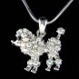 Petit White French Poodle Dog Swarovski Crystal Pendant Necklace