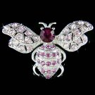 Purple Swarovski Crystal Wild Bumble Honey Bee Insect Pin Brooch