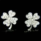 Swarovski Crystal Lucky 4 Leaf Clover Shamrock Pierced Earrings