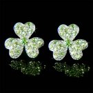 Swarovski Crystal Irish Ireland Shamrock 3 Leaf Clover Earrings