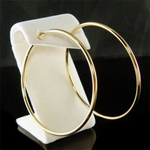 2 1/2"(60mm) Large 14K Gold-Plated Round Hoop Clip On Earrings