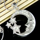 Swarovski Crystal Celestial Crescent Moon Stars Pendant Necklace