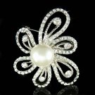 Swarovski Crystal Pearl Filigree Flower Wedding Dress Pin Brooch