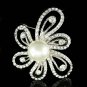 Swarovski Crystal Pearl Filigree Flower Wedding Dress Pin Brooch