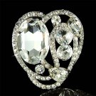 Open Love Heart  Big Clear Swarovski Crystal Bridal Dress Brooch