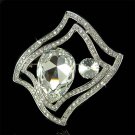 Wavy Rectangle Huge Swarovski Crystal Stone Bridal Party Brooch