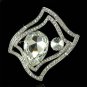 Wavy Rectangle Huge Swarovski Crystal Stone Bridal Party Brooch
