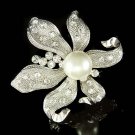 Bridal Swarovski Crystal Pearl Lily Flower Floral Wedding Brooch