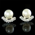 Swarovski Crystal White Faux Pearl Bridal Wedding Stud Earrings