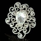 Bridal Cutout Filigree Flower Pave Huge Swarovski Crystal Brooch