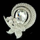 Swarovski Crystal Floral Ribbon Bridal Bouquet Gown Dress Brooch