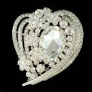 Swarovski Crystal Love Heart Flower Bridal Gown Dress Brooch