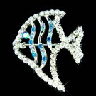 Swarovski Crystal Blue Topical Angelfish Angel Fish Brooch