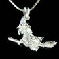 Swarovski Crystal Halloween Wicked Witch Broomstick Necklace