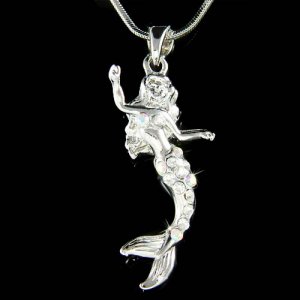 Swarovski Crystal Mermaid Sea Nymph Princess Pendant Necklace