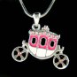 Swarovski Crystal Cinderella Pink Carriage Coach Charm Necklace