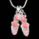 Pink Swarovski Crystal Ballerina Slippers Ballet Dance Necklace