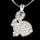 New White Swarovski Crystal Easter Bunny Rabbit Pendant Necklace