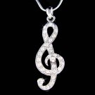 New Swarovski Crystal Treble G Clef Music Note Pendant Necklace