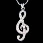New Swarovski Crystal Treble G Clef Music Note Pendant Necklace