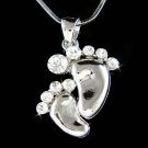 Swarovski Crystal Mother Baby Feet Footprint Pendant Necklace