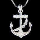 Beach Wedding Swarovski Crystal Yacht Anchor Nautical Necklace