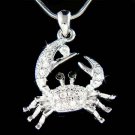 Swarovski Crystal Ocean Sea Beach Wedding Crab Pendant Necklace