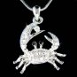 Swarovski Crystal Ocean Sea Beach Wedding Crab Pendant Necklace