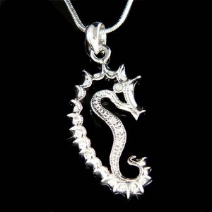 Beach Wedding Swarovski Crystal Seahorse Sea Horse Necklace